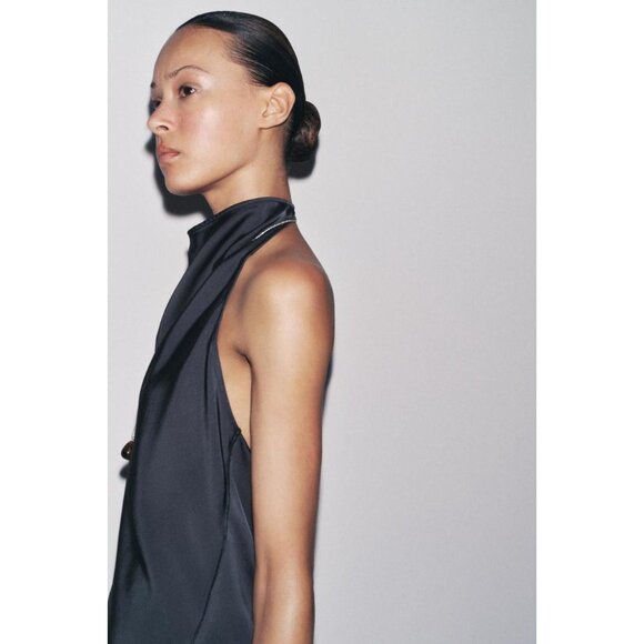ZARA ZW COLLECTION SATIN HALTER TOP - Picture 3 of 8
